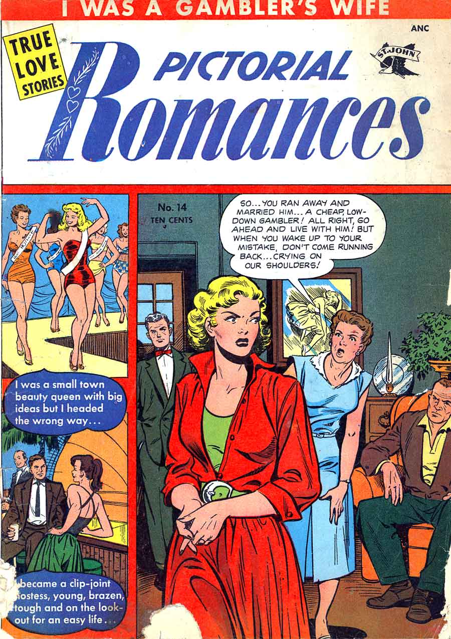 Pictorial Romances #14 st. john golden age 1950s romance comic book cover art by Matt Baker