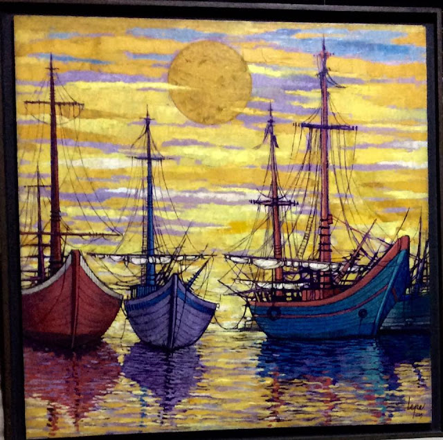 Sailboats at sunset, Acrylic on canvas, 1993