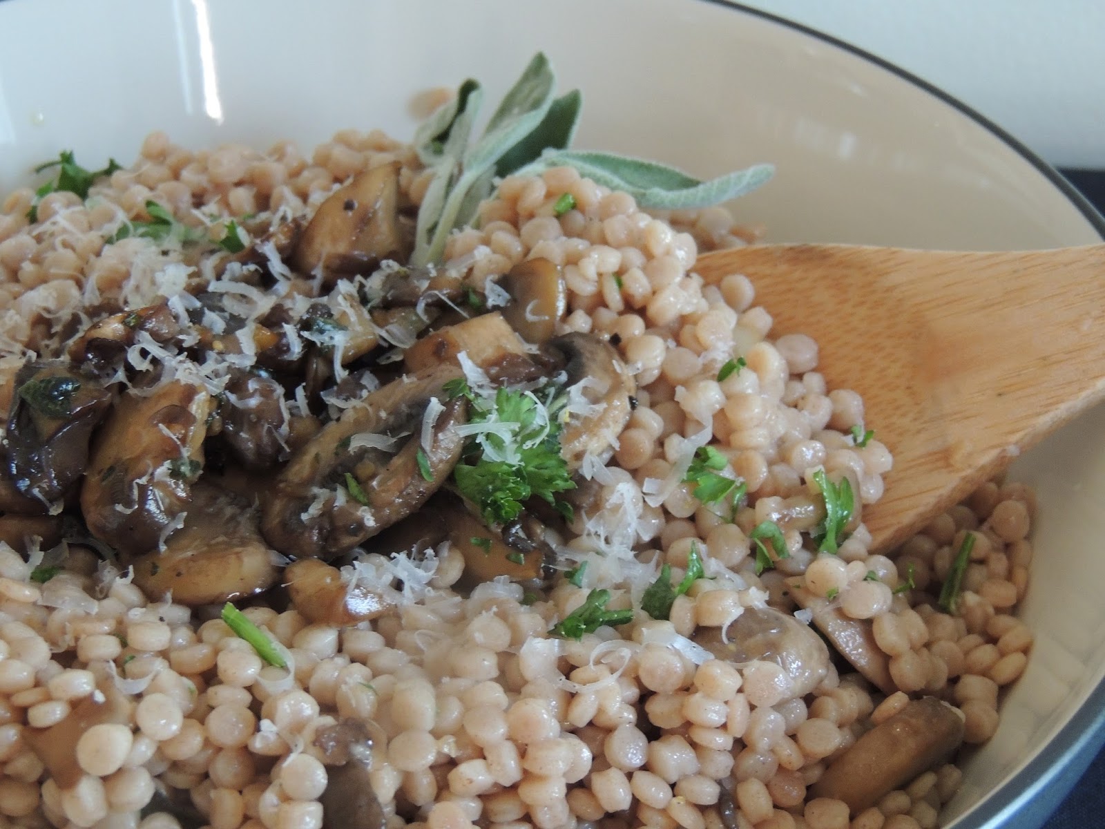 Gas Stove Girl Pearl Cous Cous with Caramelized Mushrooms and Sage
