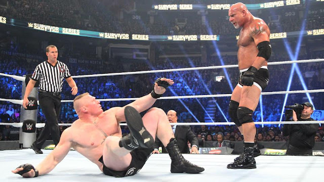 Goldberg decimates Brock Lesnar in under two minutes Goldberg decimates Brock Lesnar in under two minutes