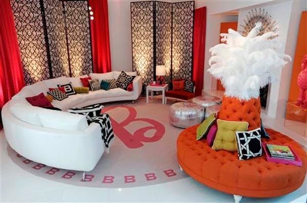 modern orange round sofa, modern white round sofa for living room interior 2015