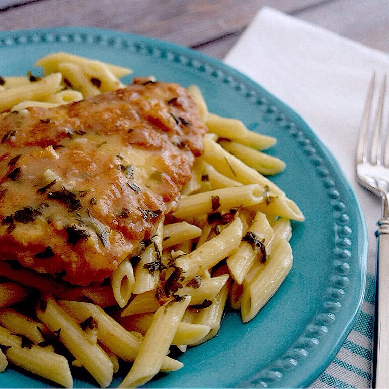 A Little Slice of Heaven Chicken Francese with Ziti