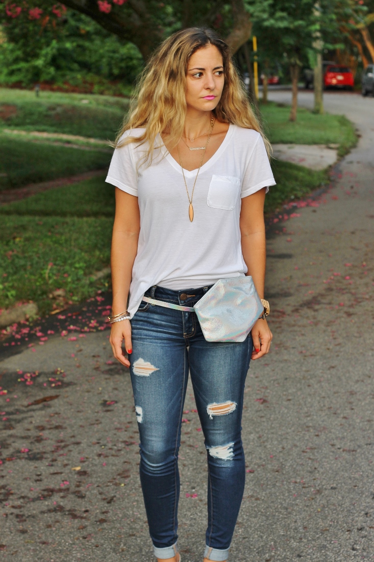 Bedazzles After Dark: Outfit Post: Jeans, Tee, Belt Bag. Repeat.