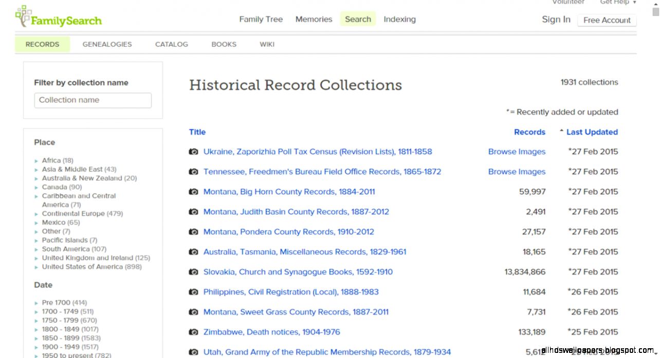 Genea Musings New or Updated FamilySearch Record Collections
