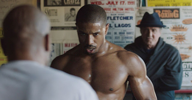 Michael B. Jordan, foreground, and Sylvester Stallone in "Creed"