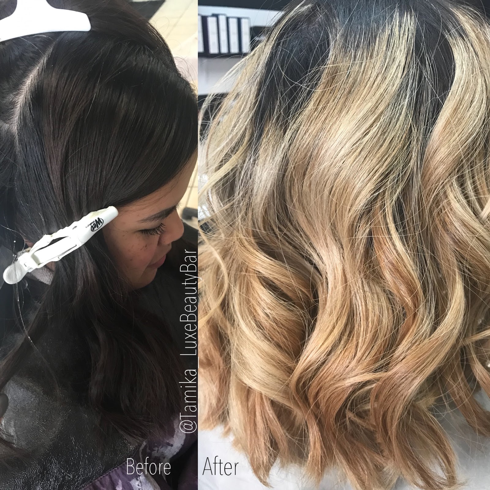 Luxe Beauty Bar Dark Hair Transformation To Blonde Balayage By Tamika