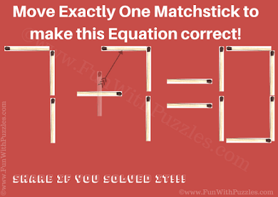 Answer of Matchstick Equation Puzzle for Teens