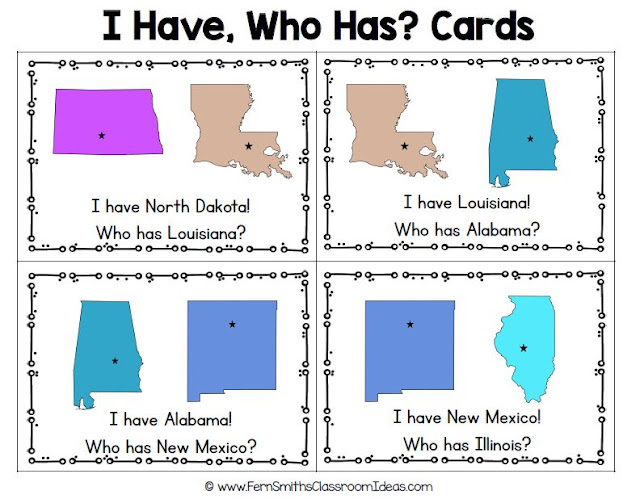 I Have Who Has United States Of America Task Cards For Your Classroom Fern Smith S Classroom Ideas