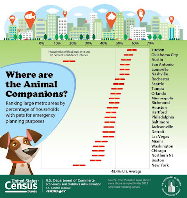 infographic ranks metro areas by percent of households with pets