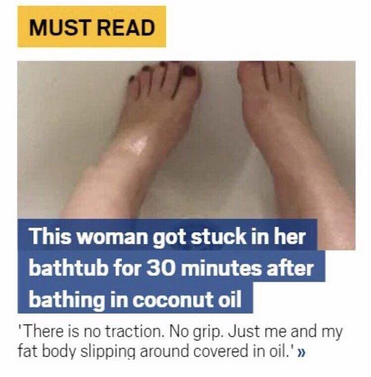 This woman got stuck in her bathtub for 30 minutes after bathing in