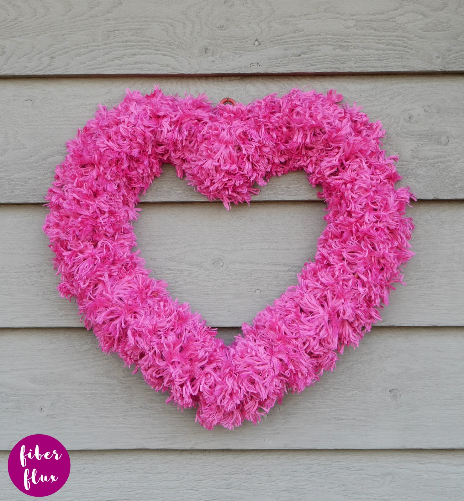 Fiber Flux Fluffy Valentine Heart Wreath, Yarn Craft + Video