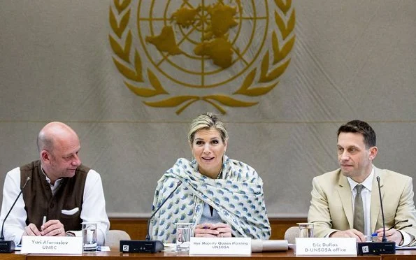 Queen Maxima met with Prime Minister Narendra Modi and interim Finance Minister Piyush Goyal. Queen Maxima wore recycled Natan dress