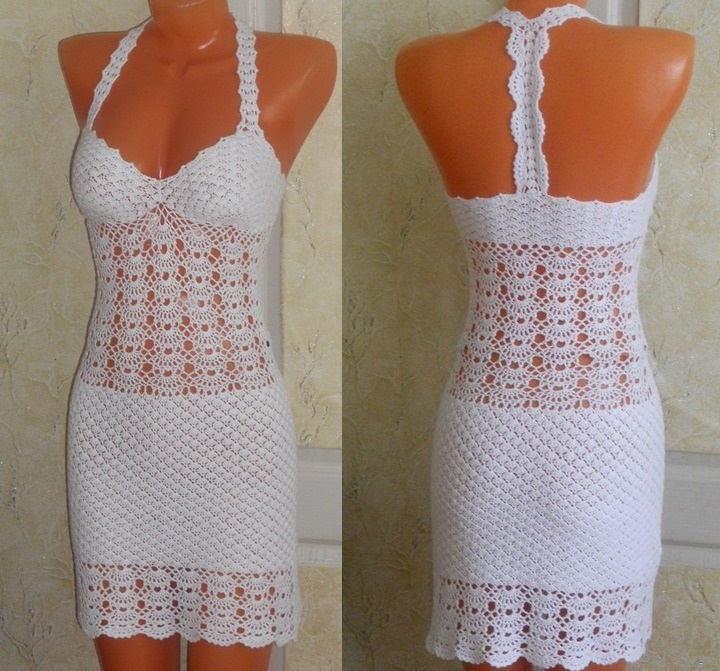 vestido de crochê branco