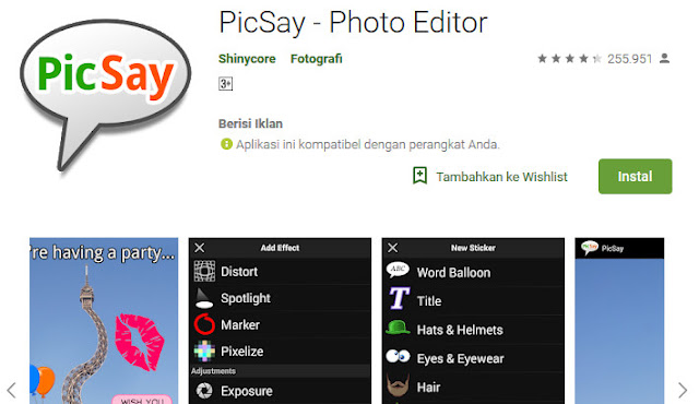 Picsay aplikasi edit foto terbaik