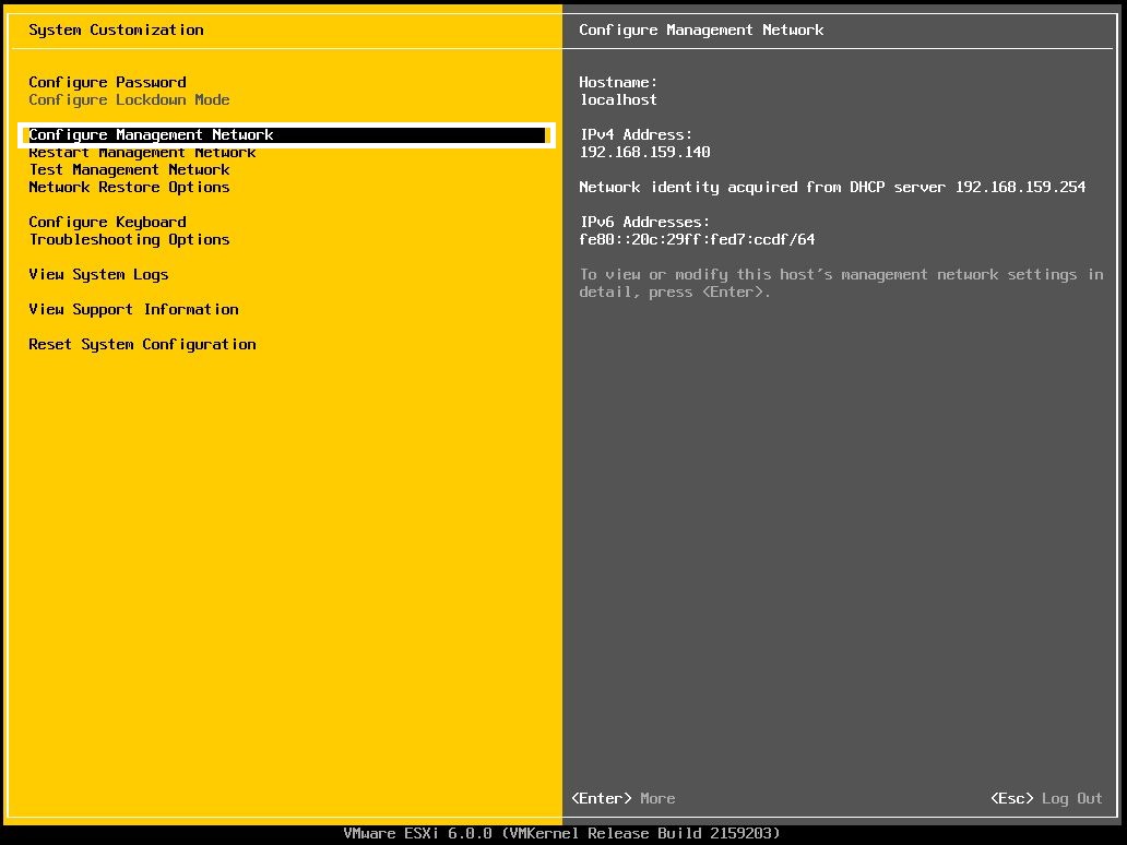 ESXi 6.0 Configuration