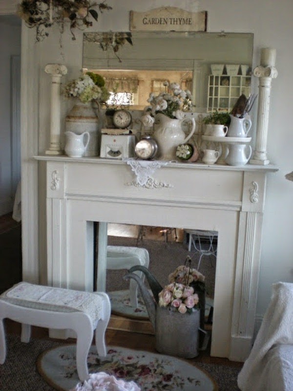 Spring decorations for the fireplace mantel