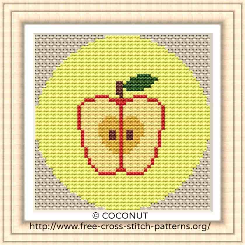 APPLE FRUIT ICON, FREE AND EASY PRINTABLE CROSS STITCH PATTERN Free