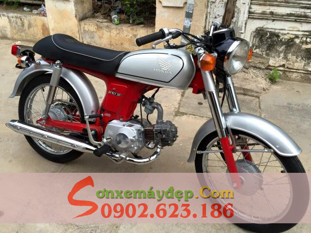 Sơn xe Honda CD50S màu đỏ xám cực đẹp Sơn xe Honda CD50S màu đỏ xám cực đẹp
