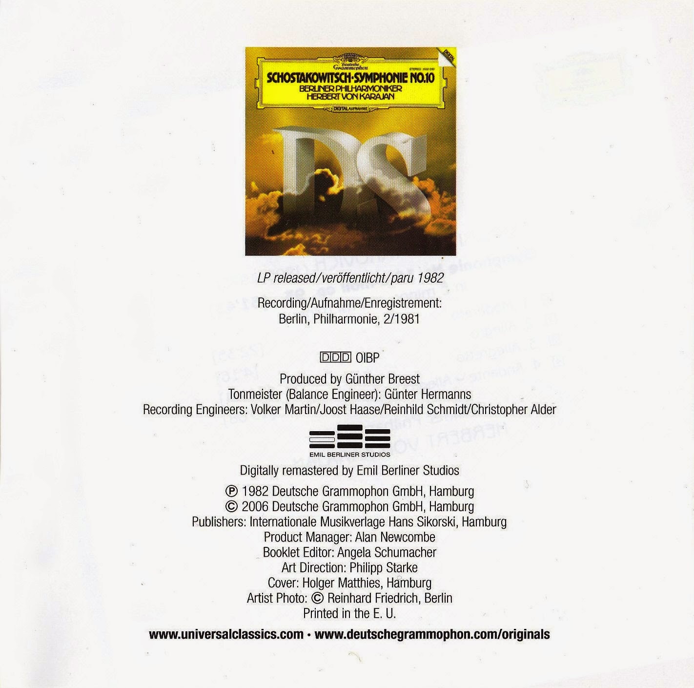 Sentidos Shostakovich Sinfonia Nº 10 Herbert Von Karajan Orquesta Filarmonica De Berlin 1981