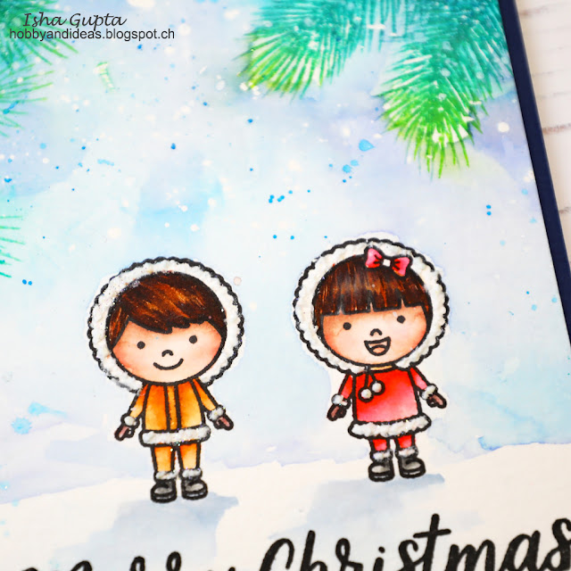 Sunny Studio Stamps: Eskimo Kisses Christmas Trimmings Santa's Stocking Merry Christmas Cards by Isha Gupta