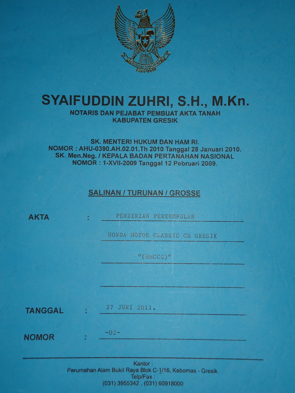 Susunan Pengurus Club Motor Dunia Sosial