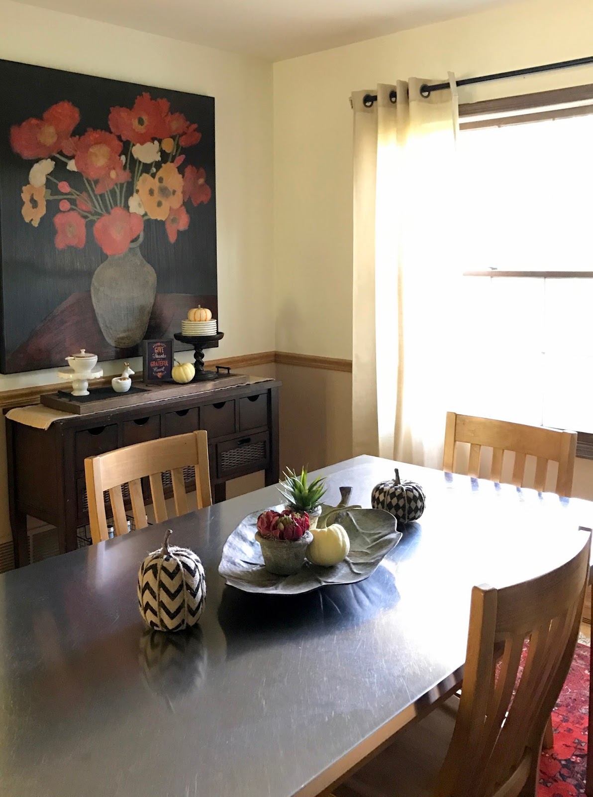 fall home tour stainless dining room table