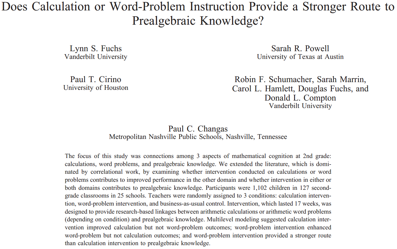 Calculations, Word Problems, and Algebra