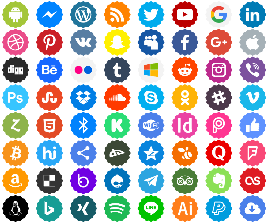  Download Font Social Networks Color 108 icons