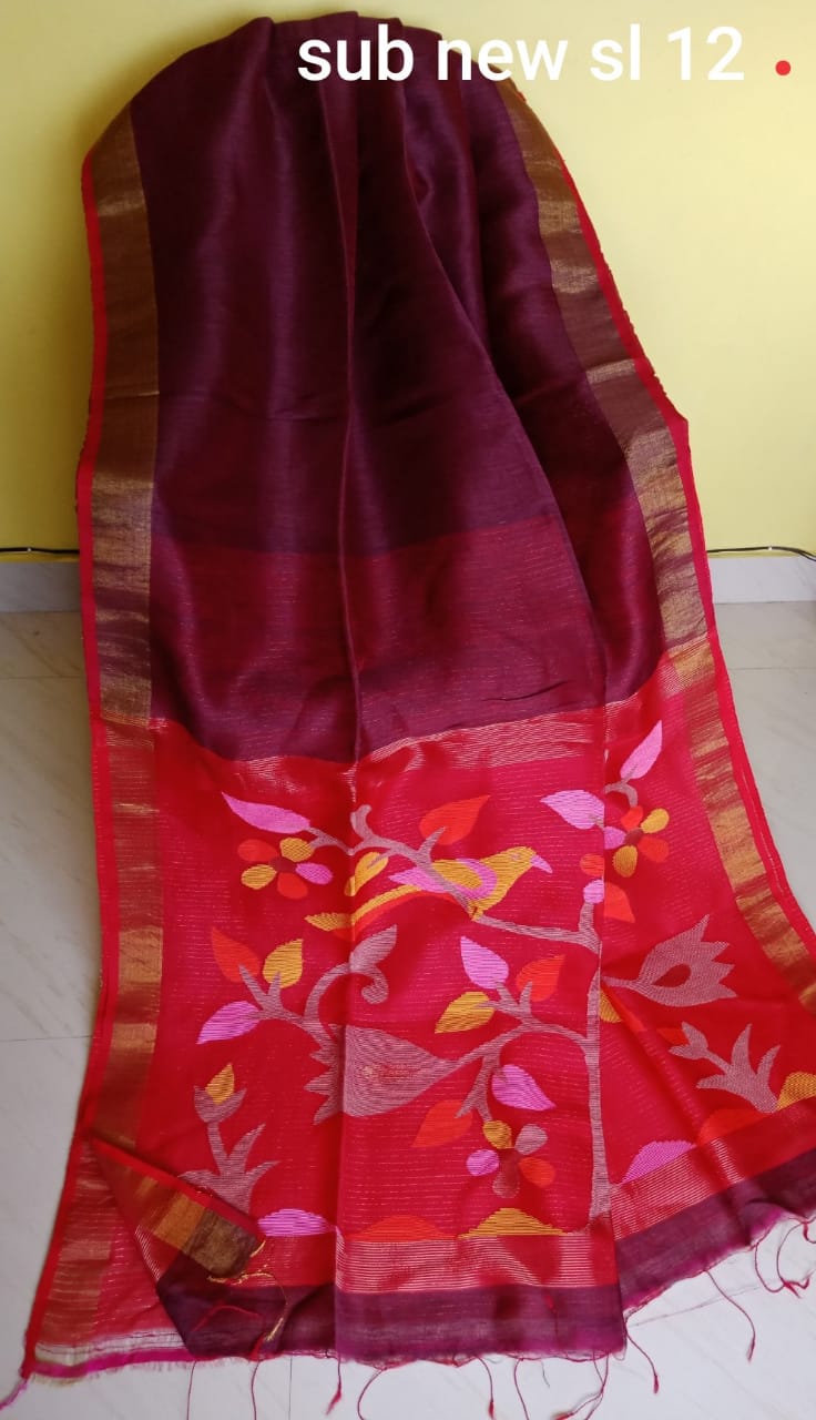 Linen Jamdani Silk Sarees Buy Online