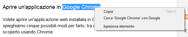 Aprire un'applicazione in Google Chrome