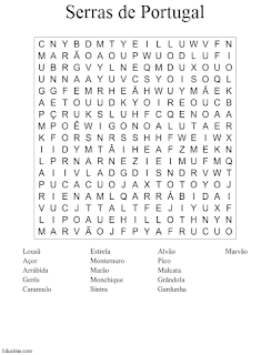 sopa de letras serras de portugal