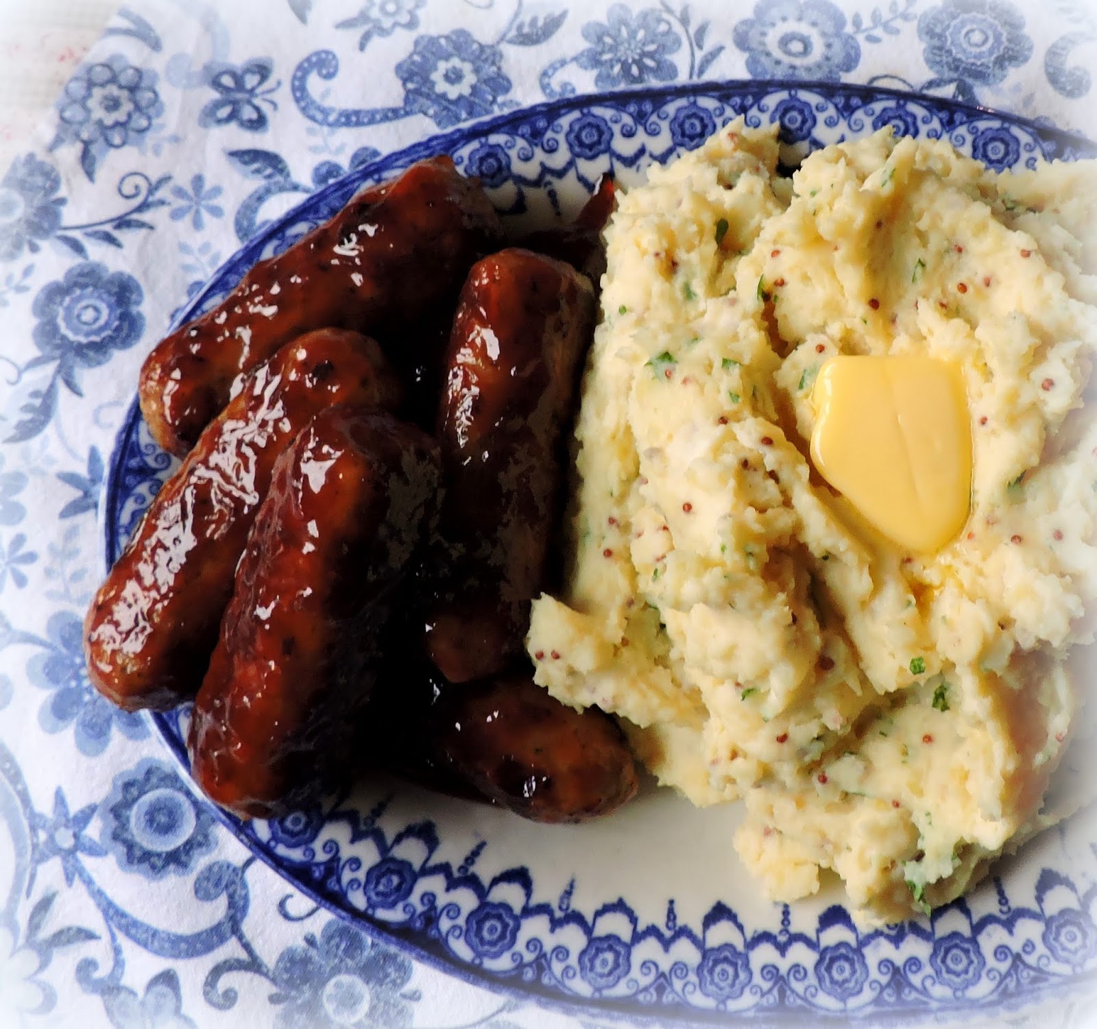Sticky Sausages with Cream & Mustard Mash The English Kitchen