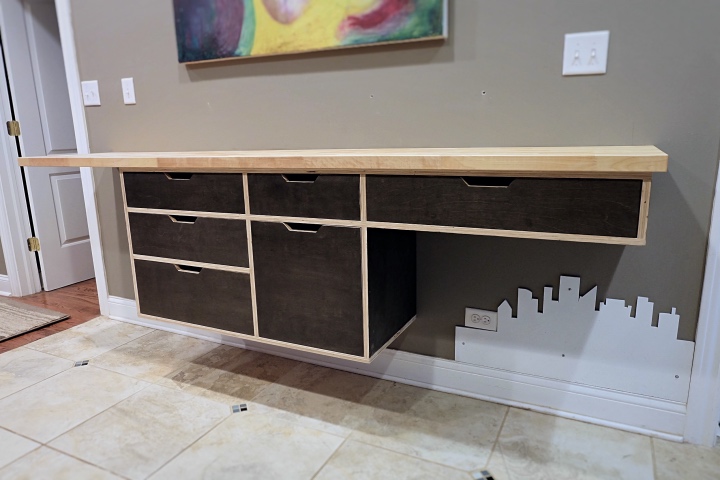 another view of finished wall mount kitchen drawer unit