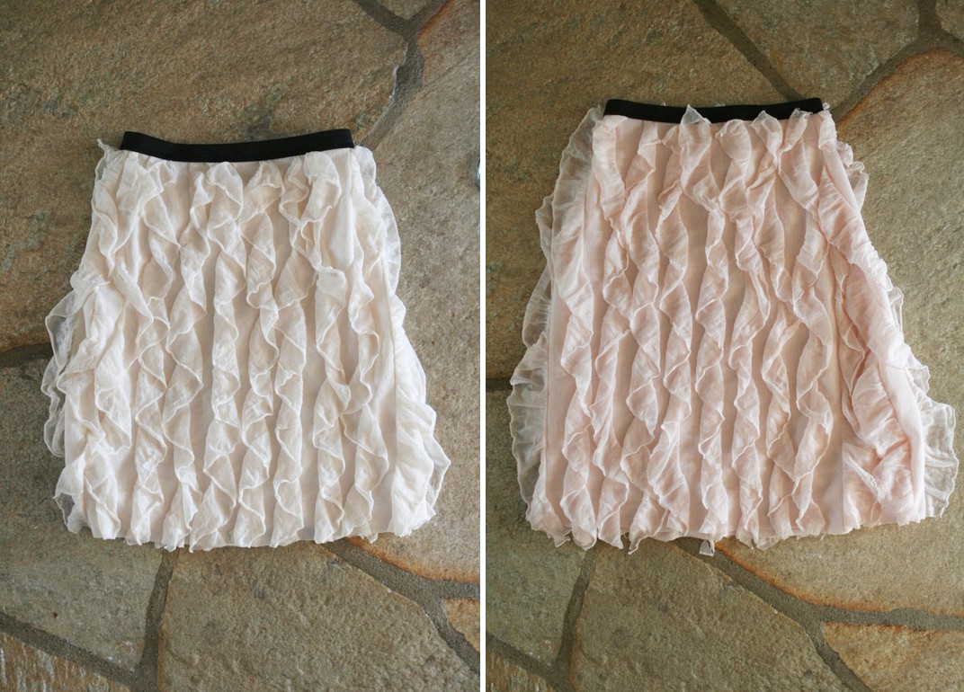 vertical ruffle skirt with a black elastic waistband