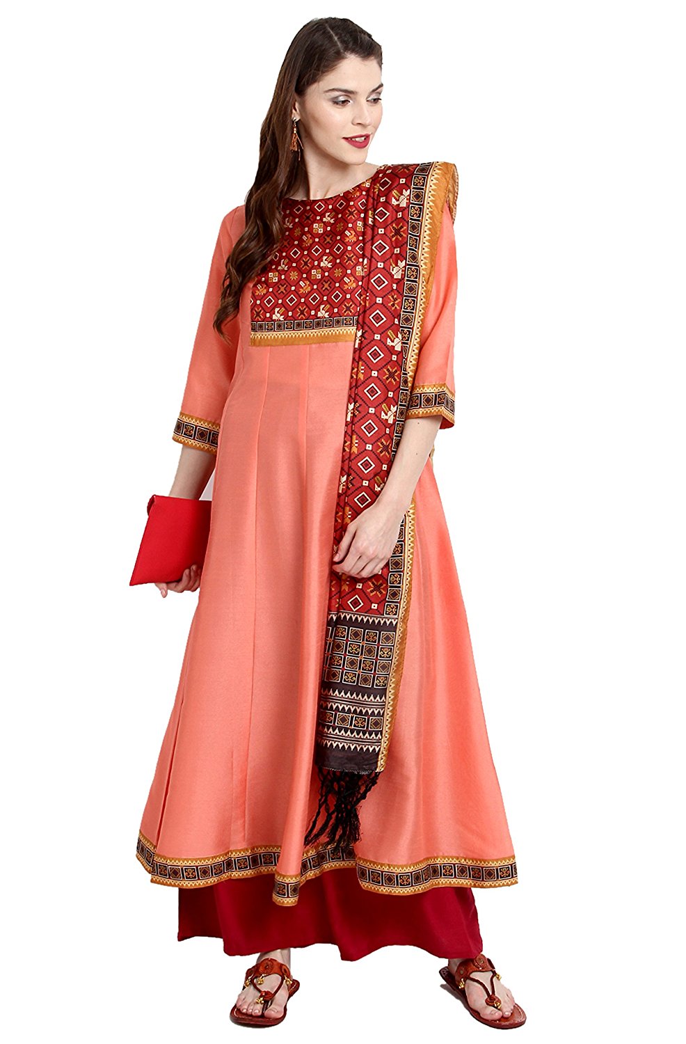 Janasya Women's Poly Silk Anarkali Kurta with Dupatta