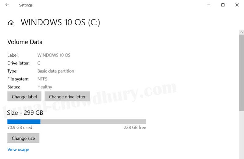 View the disks and volume properties on the modern Windows 10 Disk Manager