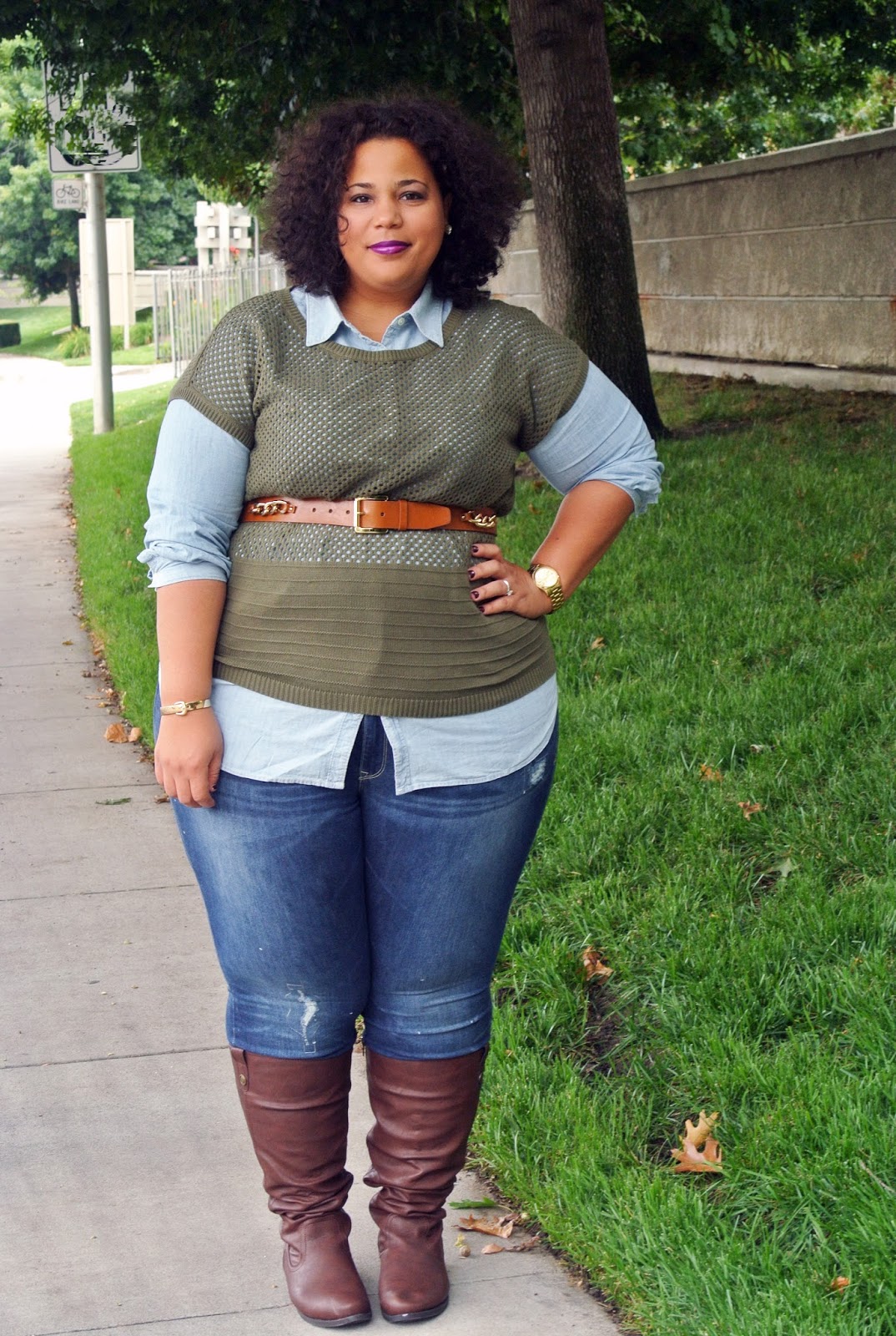 Old Navy Plus Size Denim Outfit, Old Navy Chambray Top