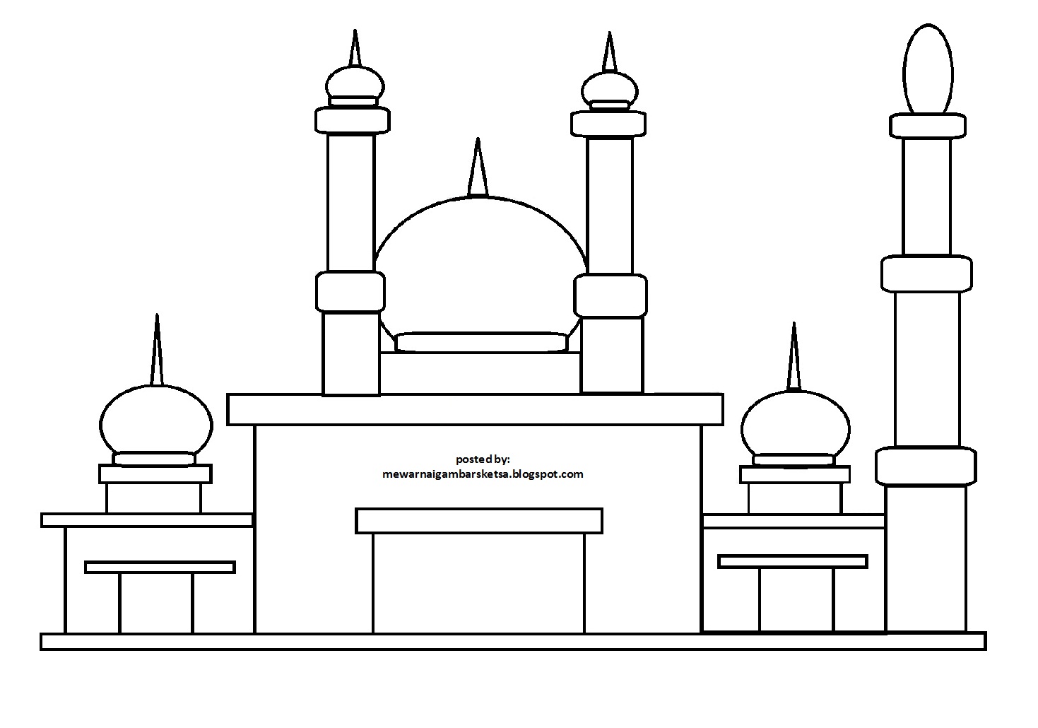 Mewarnai Gambar Sketsa Masjid 32 Download