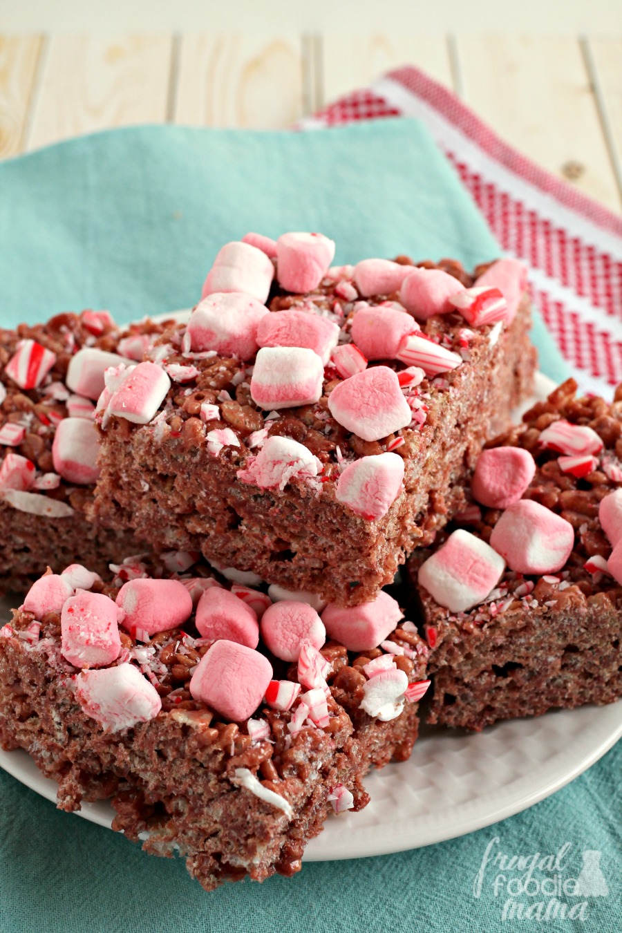 Frugal Foodie Mama Peppermint Hot Chocolate Krispies Treats