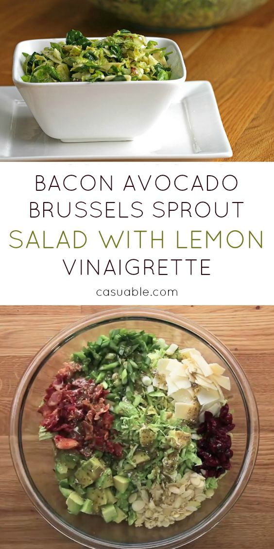 Bacon Avocado Brussels Sprout Salad With Lemon Vinaigrette