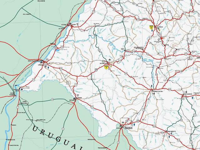 Mapa rodoviário da região de Uruguaiana – RS