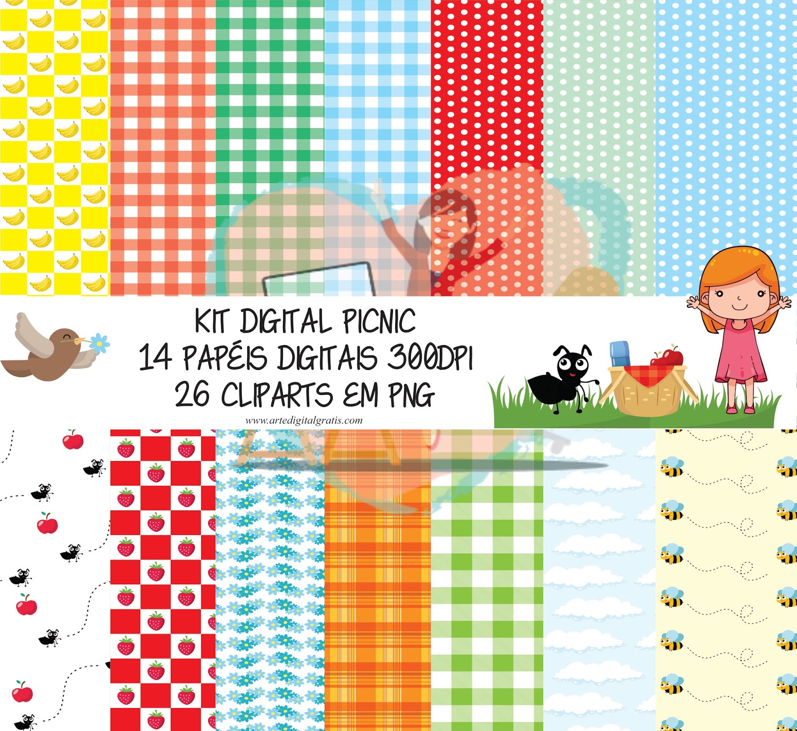 KIT DIGITAL PICNIC GRÁTIS Artes Digitais Grátis