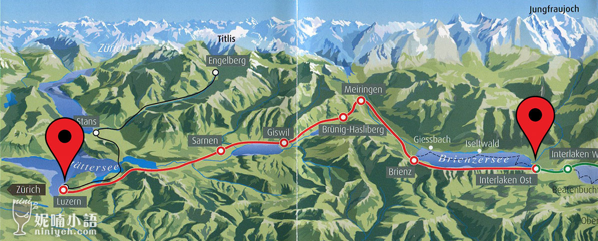 【瑞士自由行】黃金列車地圖