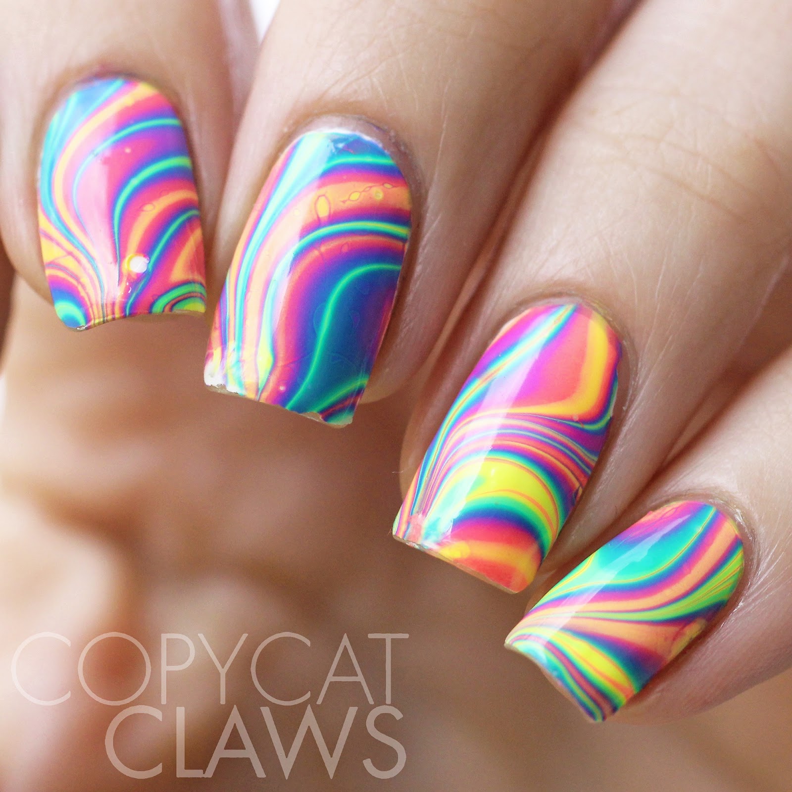 Copycat Claws: Water Marble Nails with B Squared Lacquer's EDM Collex