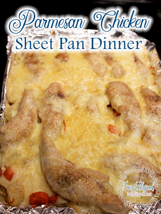 Parmesan Chicken Sheet Pan Dinner: Tender, juicy chicken tenderloins baked to perfection with your favorite vegetables smothered in a Parmesan cheese sauce. All cooked on a single pan! EASY CLEAN UP!