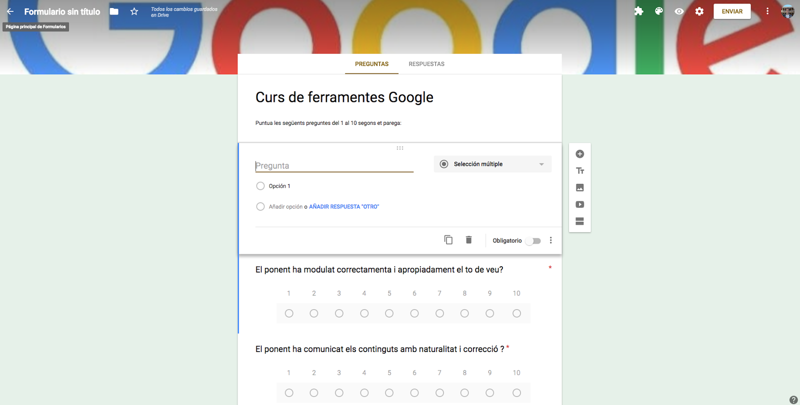 Google Formularios reúne y organiza tu información. El Proyector de Clase