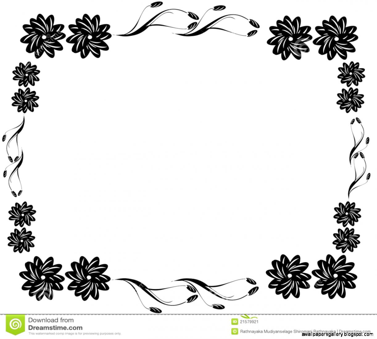 Flower Border Black And White | Wallpapers Gallery