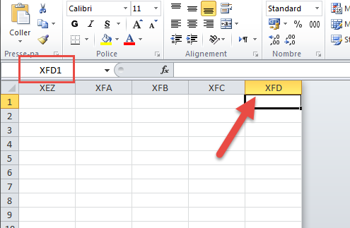 la colonne dernière Excel