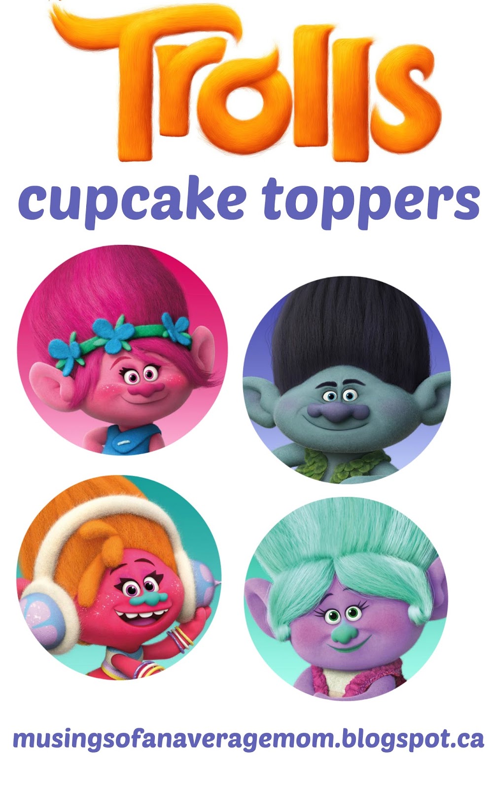 Musings Of An Average Mom Trolls Cupcake Toppers