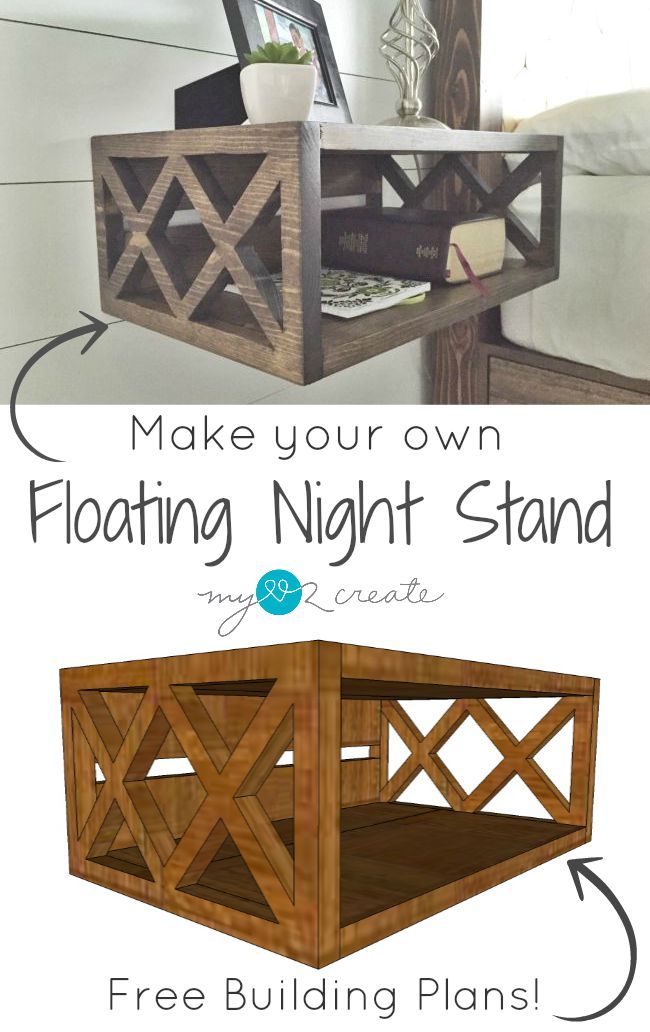 Build your own floating night stands with these DIY Plans, I you need is a 1x8x8 board to get started!